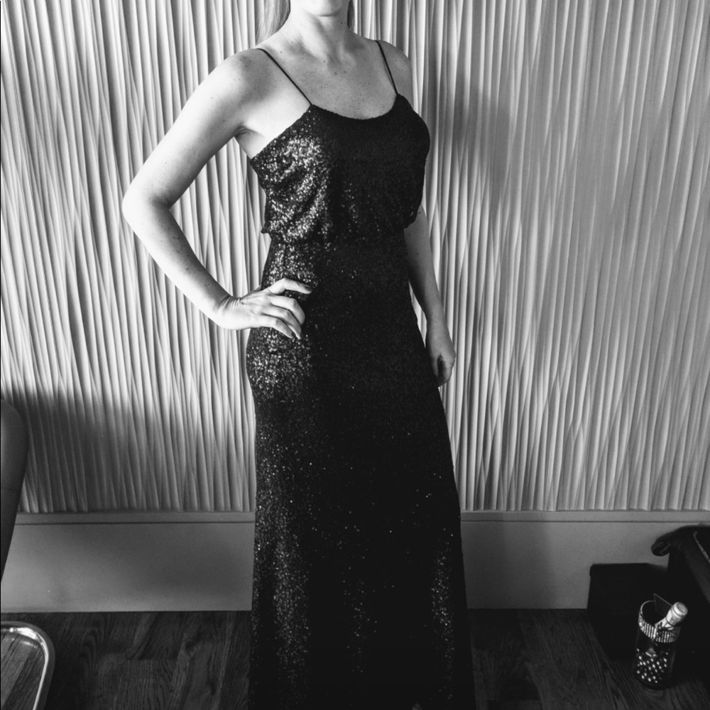 Sorella Vita black sequin bridesmaid dress